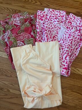 3 Piece Resort Dress Bundle – Pink Leopard + Paisley + Yellow Stripe Size M